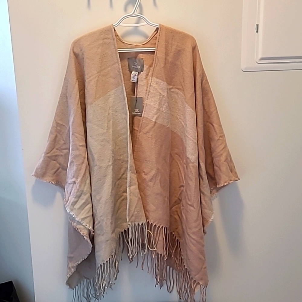 Soia & Kyo pink and beige cozy shawl